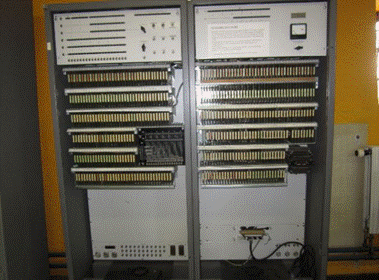 Bilden visar de båda datorskåpen för Facit DS 9000 på plats i Kristianstad. Foto: Evert Clair